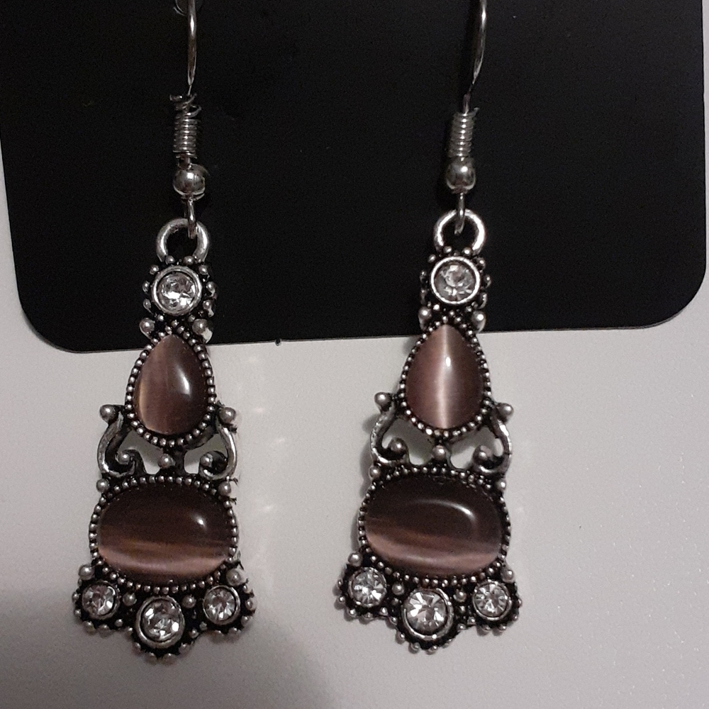 Moonstone Earrings Purple